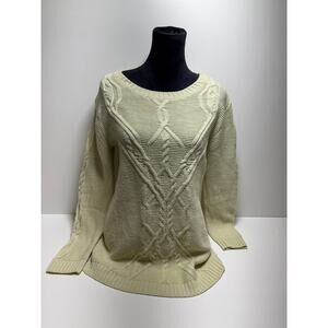 Charlie O By Kinnucan’s Cable Knit Wool Blend Sweater Ivory Women’s Sz L